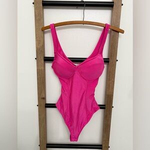 IRIS Hot Pink Bodysuit|Padded Underwire Bodysuit|Retro Pink Bodysuit|Size S
